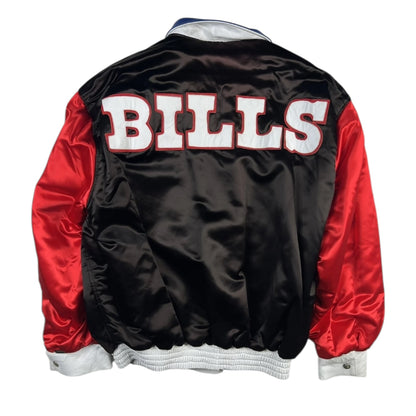 Vintage Jeff Hamilton Buffalo Bills Leather Reversible Satin Letterman Jacket
