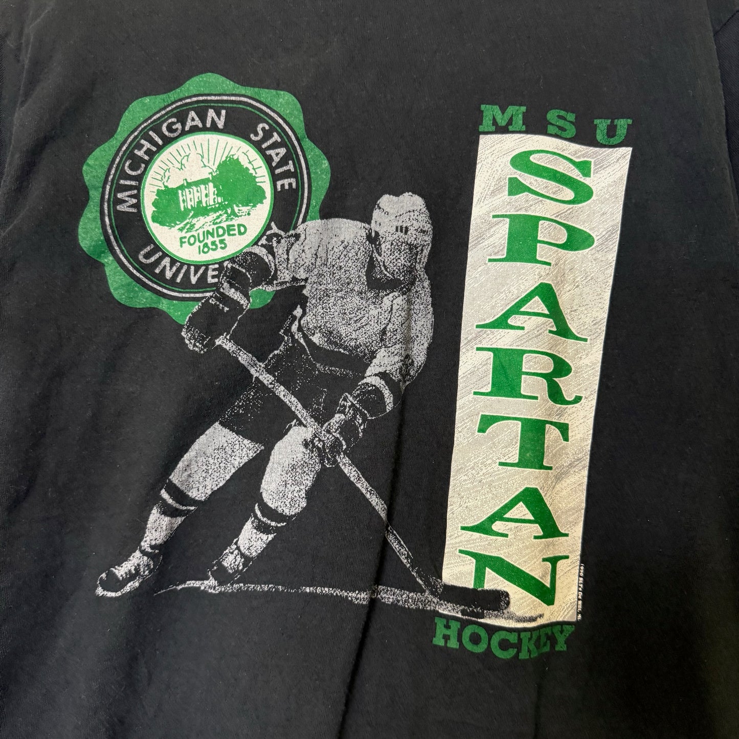 1990 Michigan Spartans NCAA Hockey T-shirt Sz L (B624)