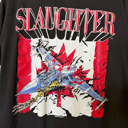 1990 Slaughter Kickin' Ass in Canada Tour T-shirt Sz L (B619)