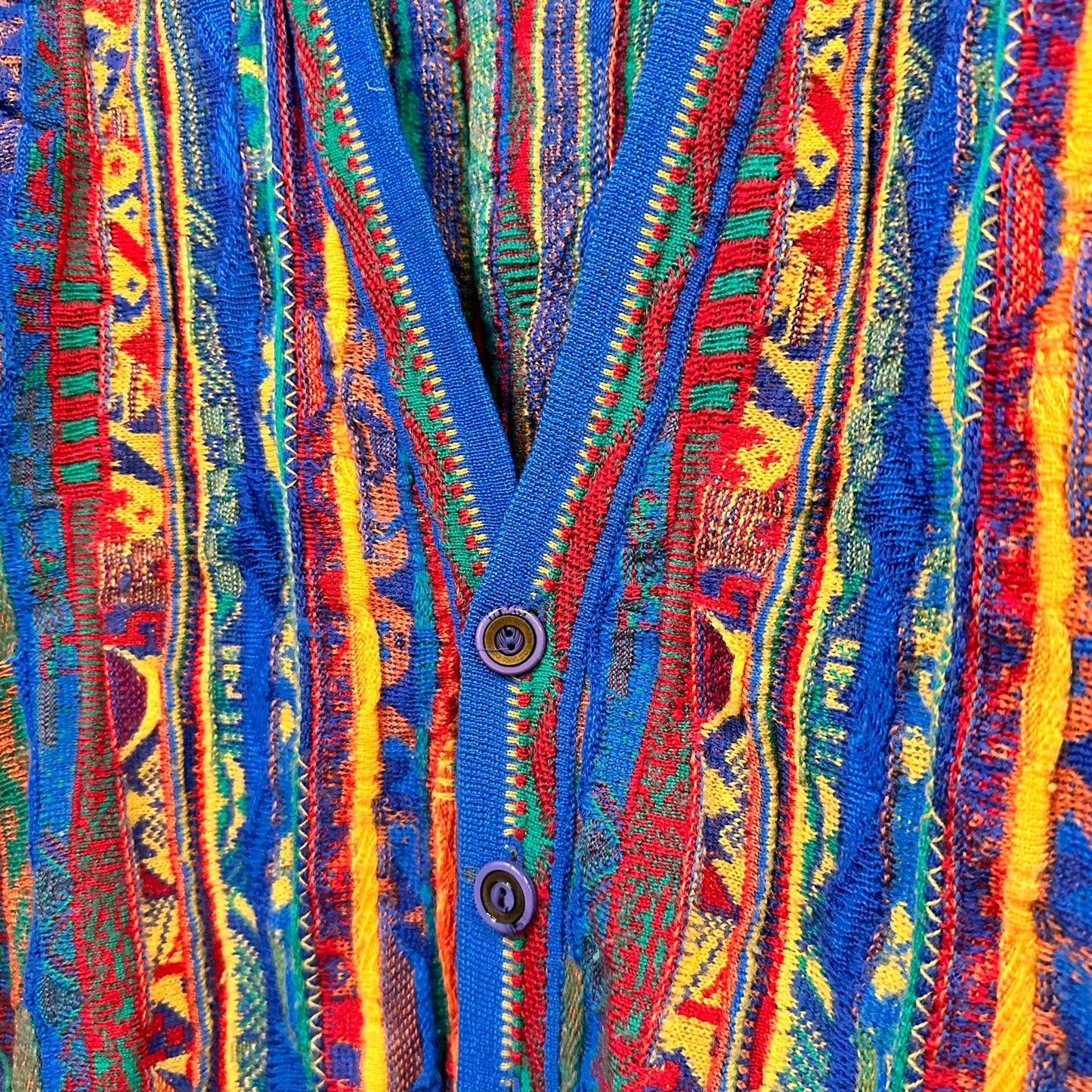 90's Coogi Style by Purely Australian Co Cardigan Knit Sweater Sz L (A7477)