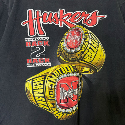 90's Nebraska Cornhuskers Rings NCAA T-Shirt Sz L (B2169)