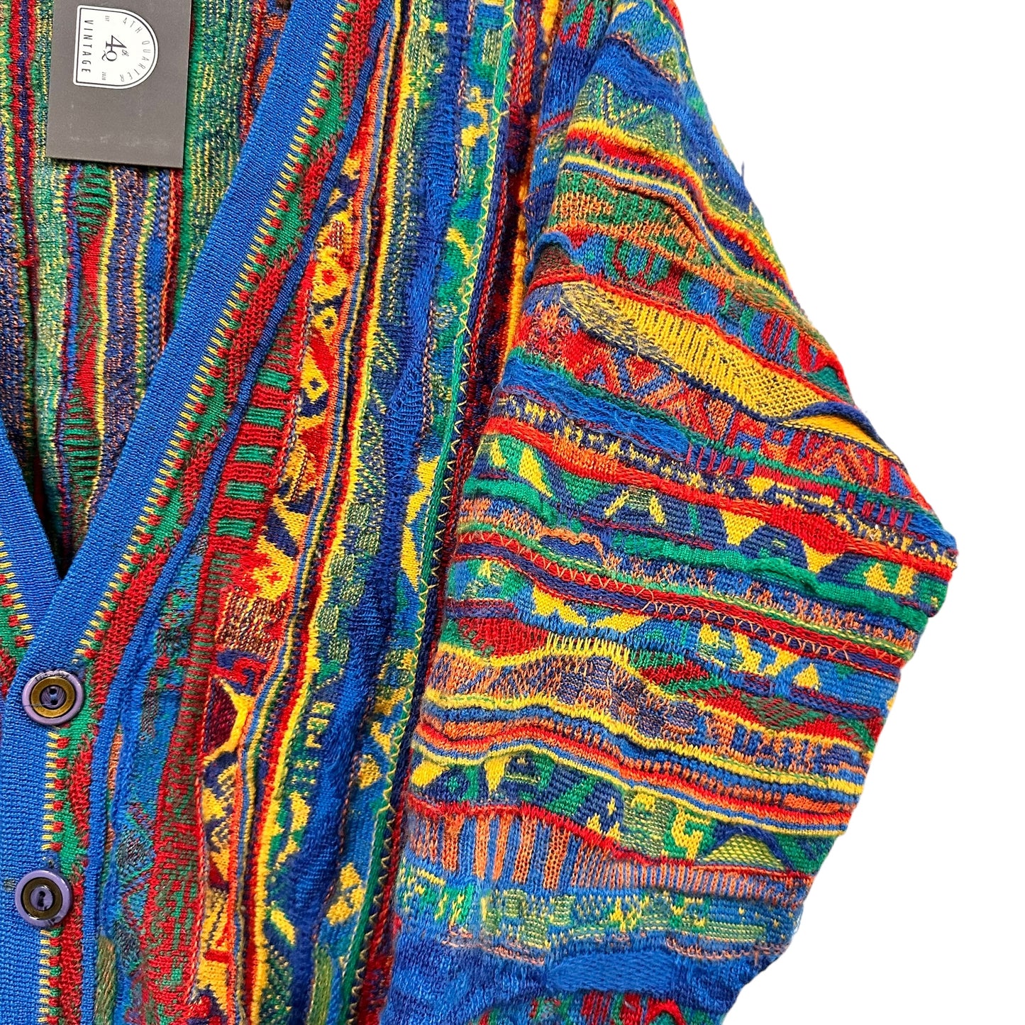 90's Coogi Style by Purely Australian Co Cardigan Knit Sweater Sz L (A7477)