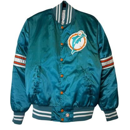 90's Miami Dolphins Satin Spellout Shain NFL Jacket Sz M (B1788)