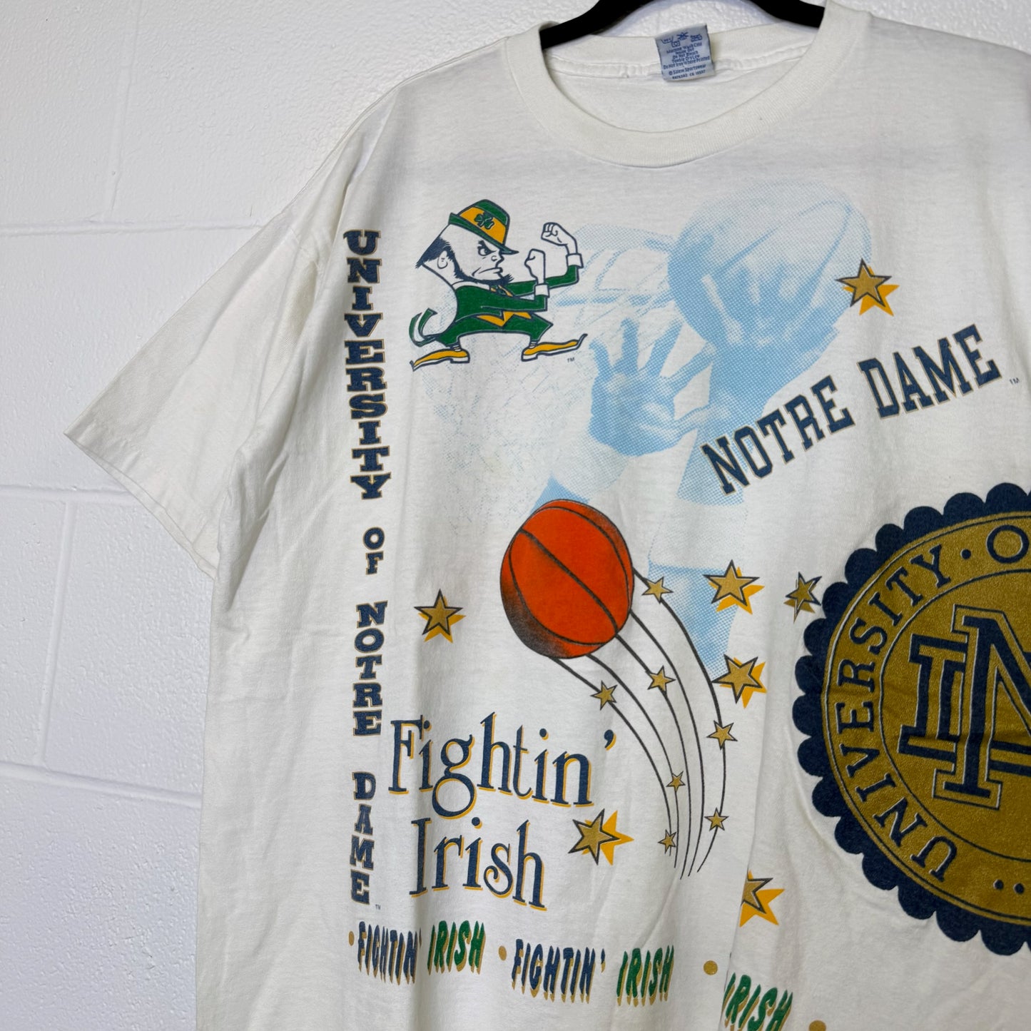 90's Notre Dame Fighting Irish NCAA Salem T-Shirt Sz XL (B2328)