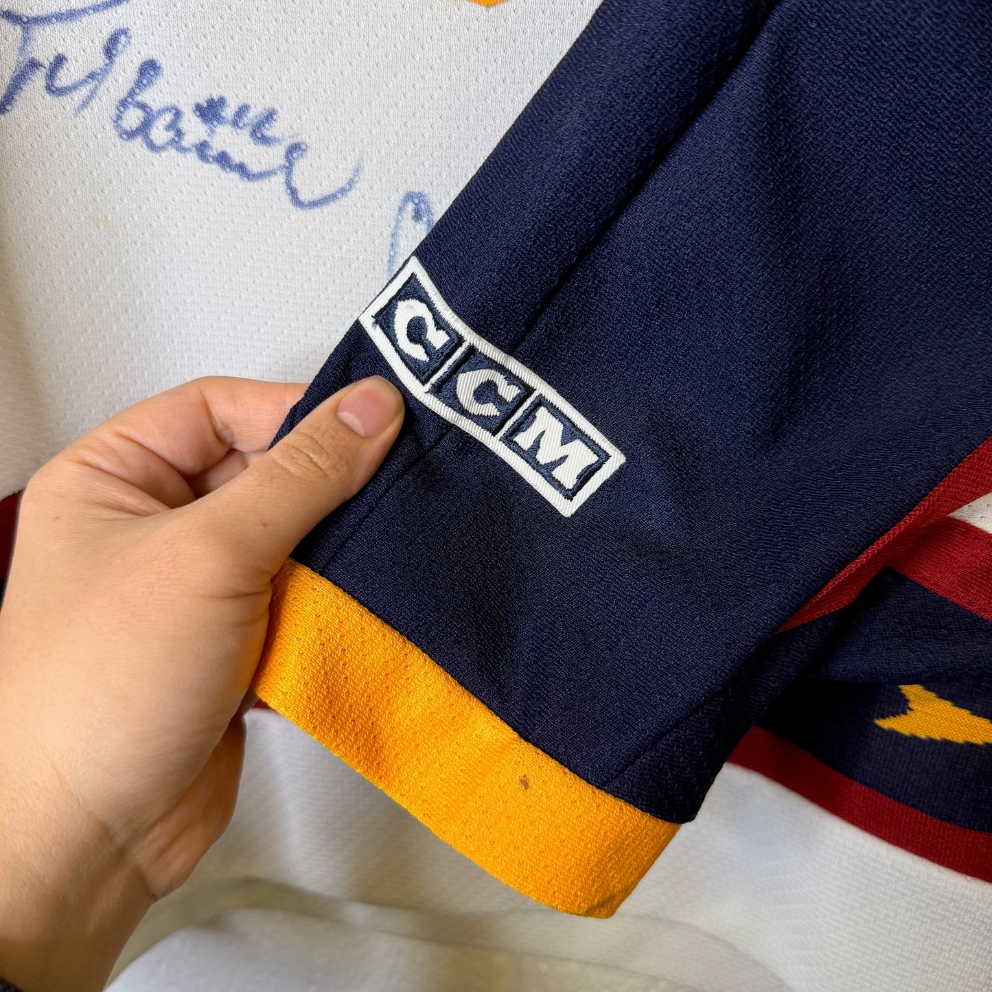 90s Atlanta Thrashers CCM Hockey NHL Jersey Autographed Sz L (B1981)