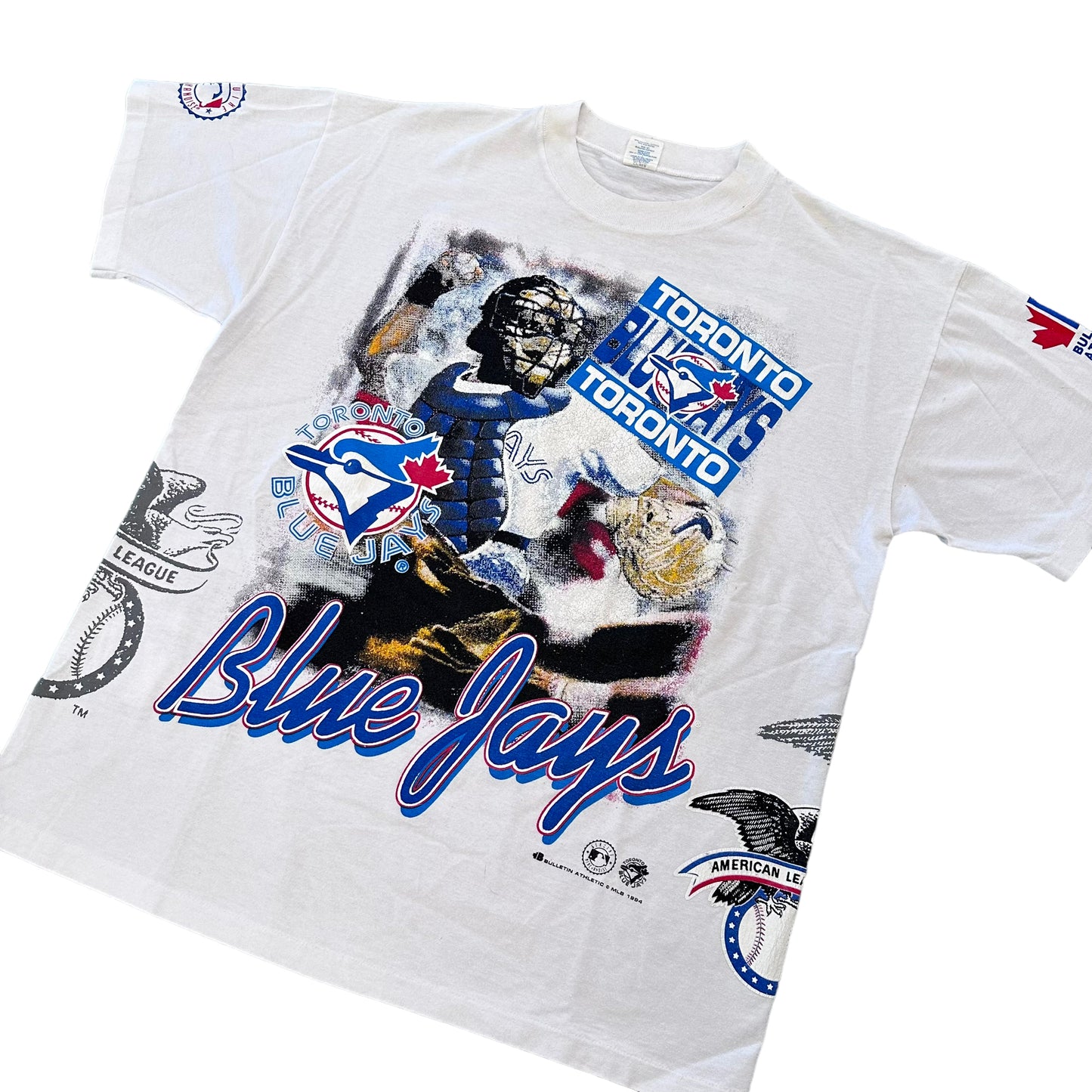 1992 Toronto Blue Jays Bulletin Athletic MLB Baseball AOP T-Shirt Sz XL