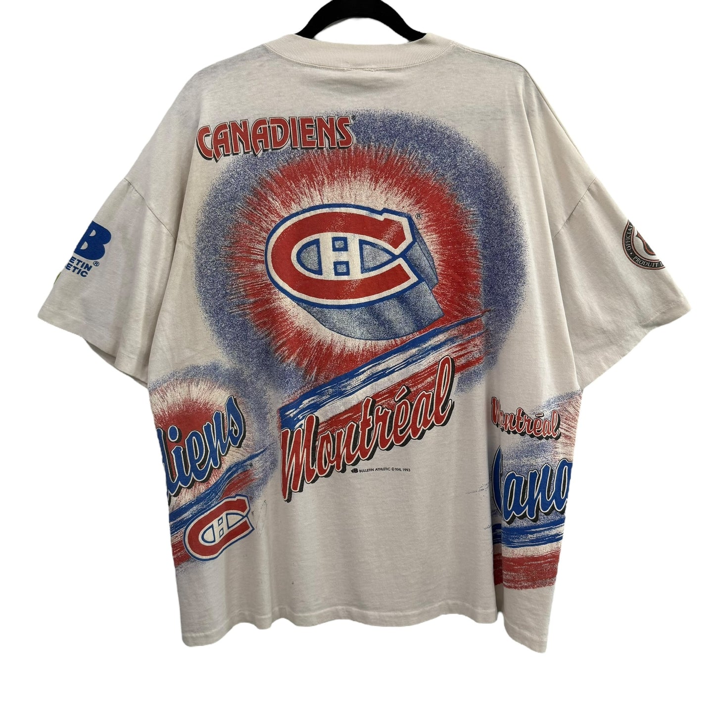 1992 Montreal Canadiens NHL Bulletin AOP T-Shirt Sz XL