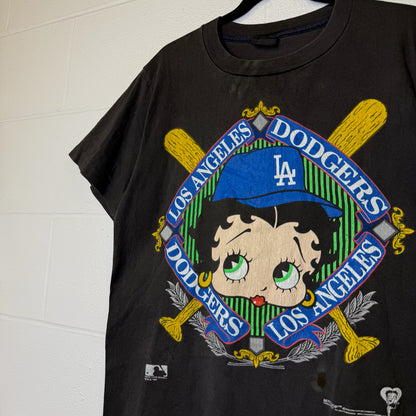 90s Betty Boop LA Dodgers MLB T-Shirt Sz L (B2819)