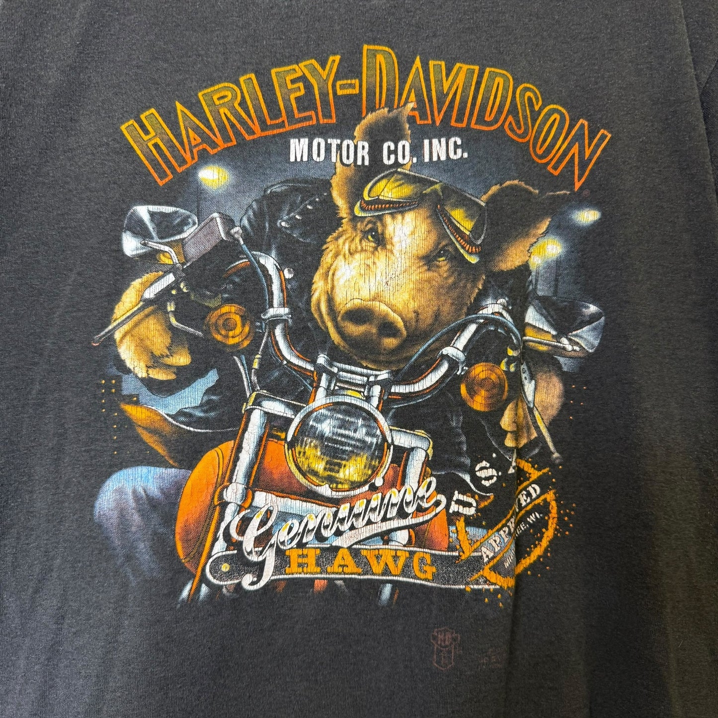 90's Harley Davidson 3D Emblem Hog T-Shirt Sz L