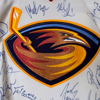 90s Atlanta Thrashers CCM Hockey NHL Jersey Autographed Sz L (B1981)