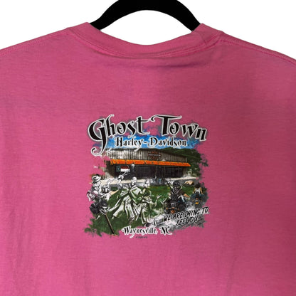 2009 Harley Davidson Ghost Town (Pink) T-shirt Sz M (B589)