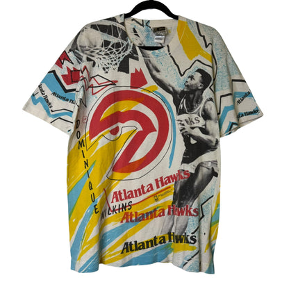 90's Dominique Wilkins Atlanta Hawks NBA Magic Johnson Tees T-Shirt Sz L (B1687)