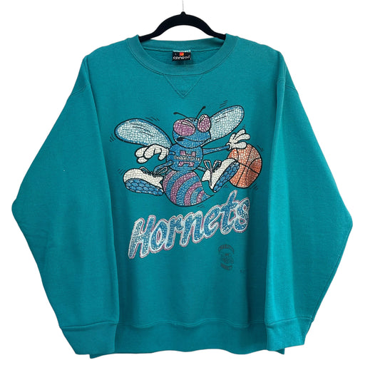 90's Charlotte Hornets Crewneck Sz L (A3498)