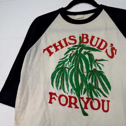 80s This Bud's For You Weed Raglan T-Shirt Sz M