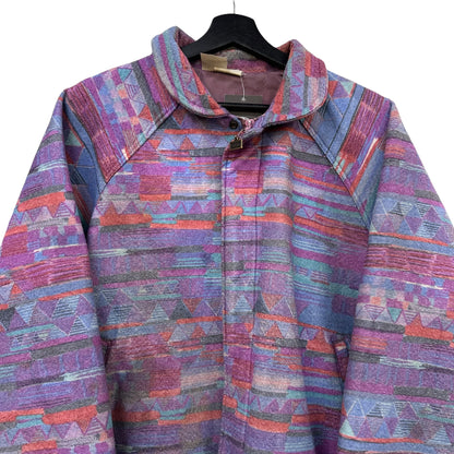 Vintage Walls Workwear Purple Pink Aztec Bomber Jacket Sz L