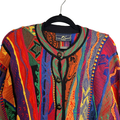 90's Coogi Style Cardigan by Carlo Alberto Gold Sz L (A7856)