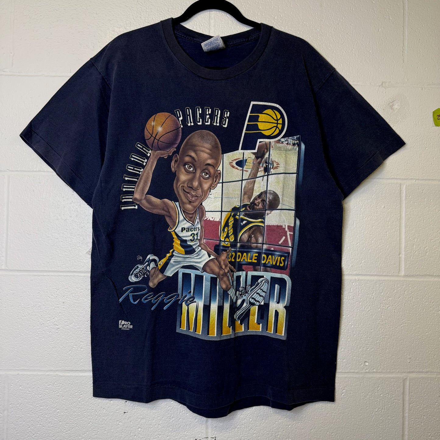 90s Reggie Miller Indiana Pacers T-shirt Sz L (B2586)