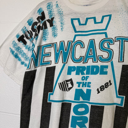 90s Newcastle United Soccer All Over Print T-Shirt Sz XL (B1528)
