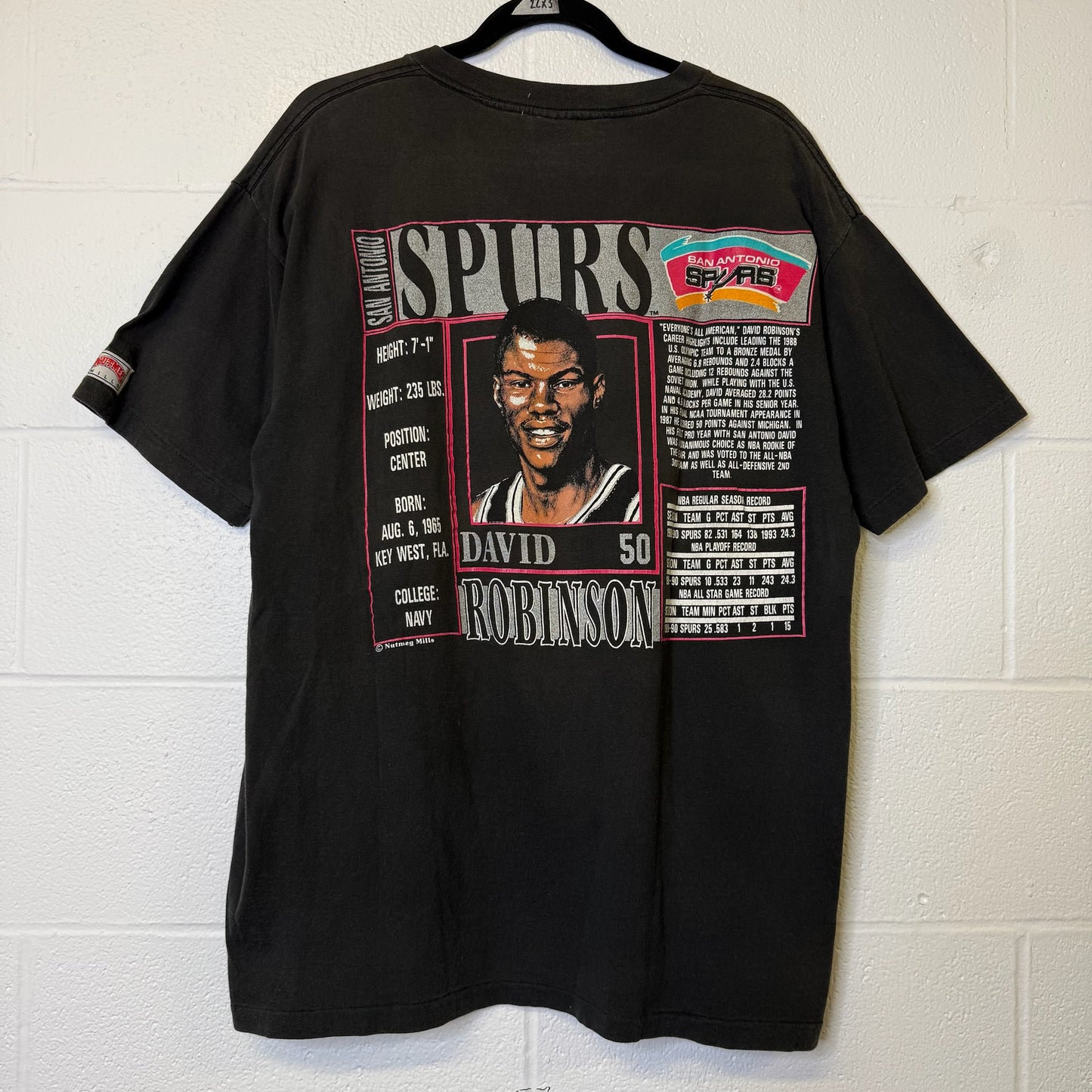 90's David Robinson San Antonio Spurs Nutmeg NBA T-Shirt Sz XL (B2195)