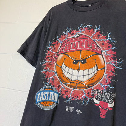 90's Chicago Bulls Lightning Ball NBA T-Shirt Sz L (B2204)