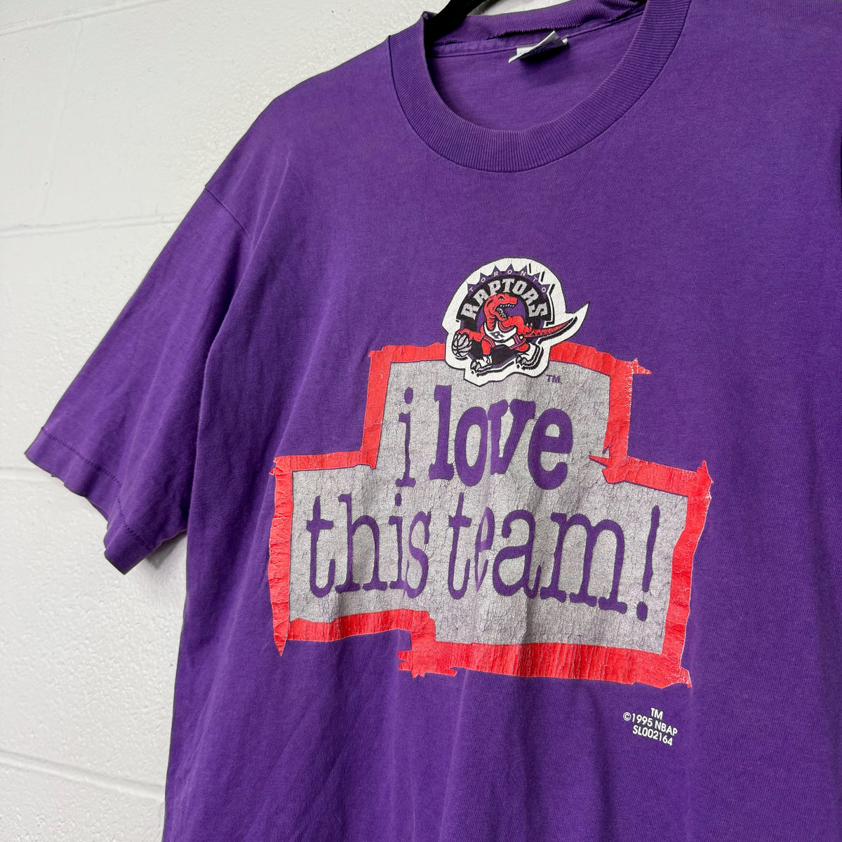 1995 Toronto Raptors "I Love This Team" Salem NBA T-Shirt Sz Y-L