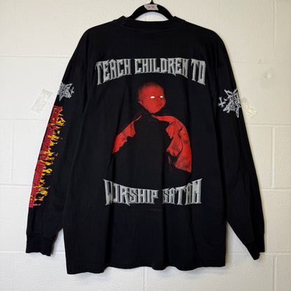 2000 Dark Funeral Teach Children to Worship Satan Long Sleeve Band T-Shirt Sz XL (B656)