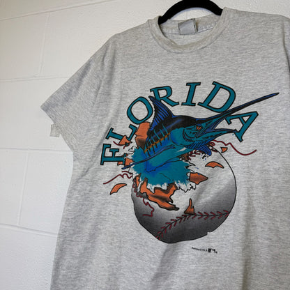 90's Florida Marlins Nutmeg Breakthrough T-shirt Sz L (B2548)