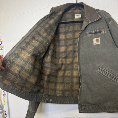 Vintage Carhartt Detroit Jacket J97 MOS Blanket Lined Moss Green Mens Sz M