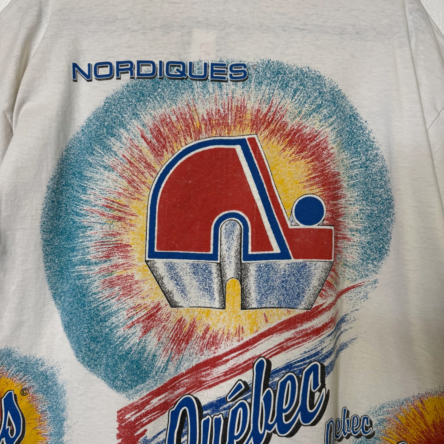 1993 Quebec Nordiques NHL Bulletin T-shirt Sz XL (B582)