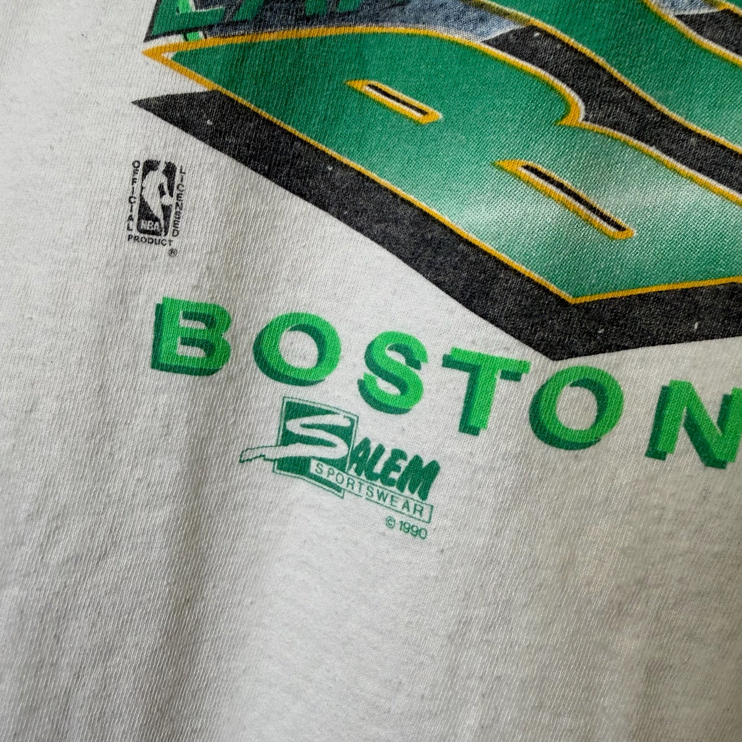 1990 Boston Celtics Larry Bird Salem NBA T-Shirt Sz L (B2177)