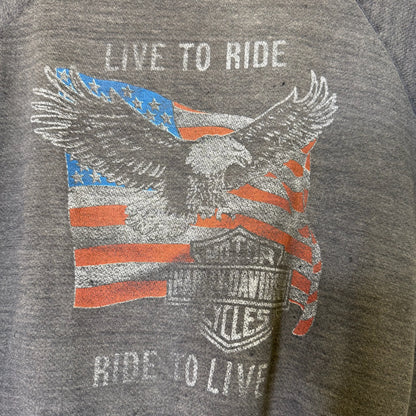 70's Harley Davidson Flag Chopped Crewneck Sz M (B459)