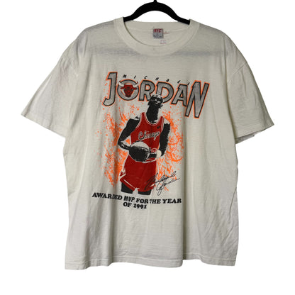 1991 Michael Jordan NBA MVP T-shirt Sz L (B692)