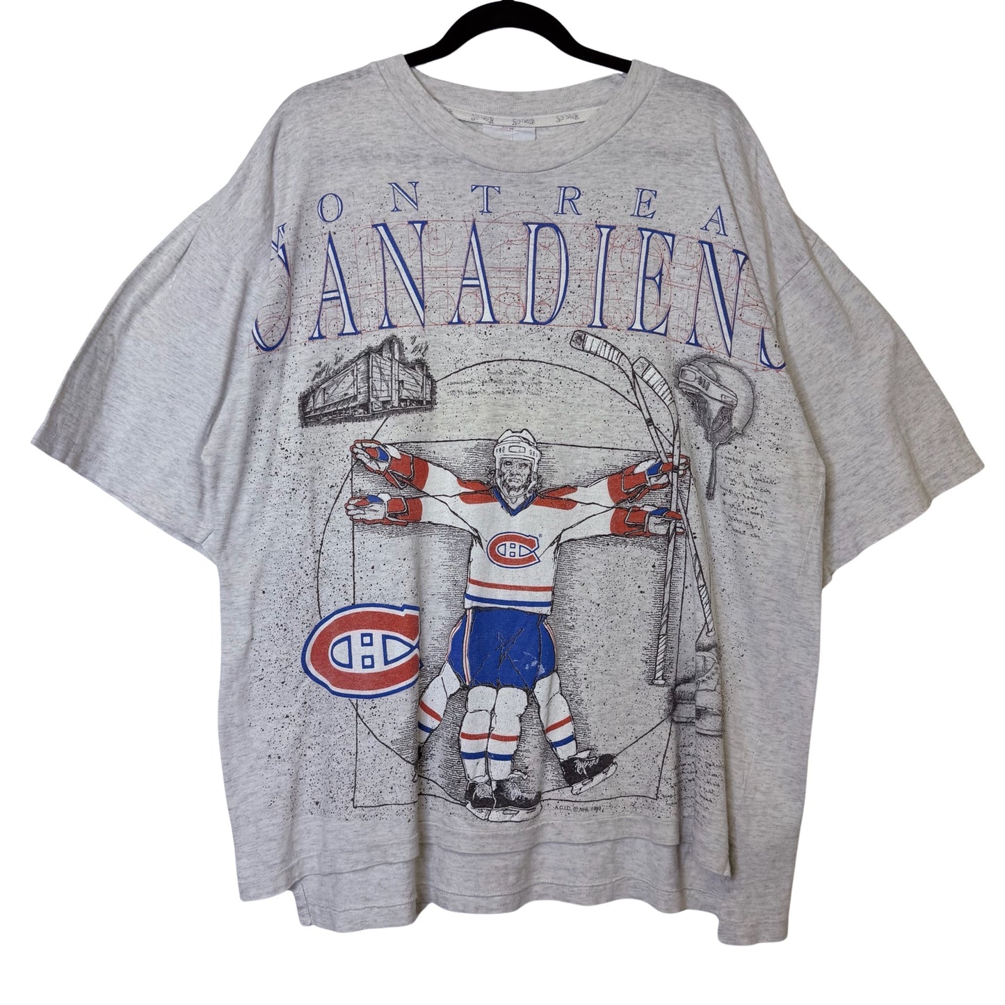 90s Montreal Canadiens Vetruvian Man T-shirt Sz XL (B1616)