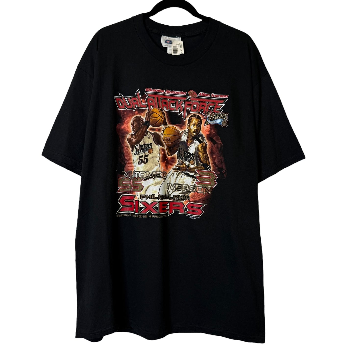 2001 Philadelphia 76ers Iverson & Mutombo T-shirt Sz XL (1L774)