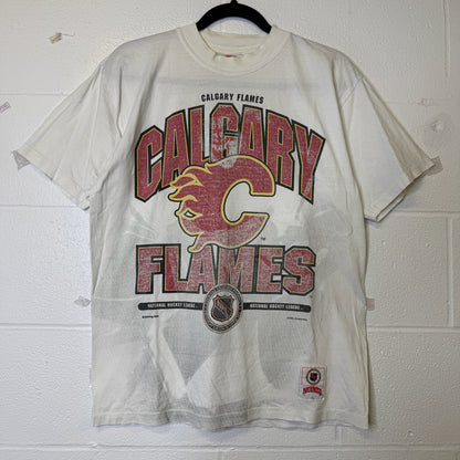 90's Calgary Flames NHL Hockey T-shirt Sz M (B2574)