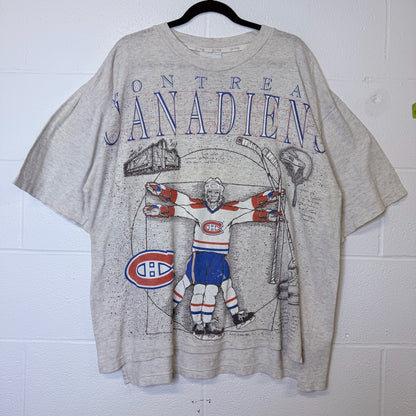 90s Montreal Canadiens Vetruvian Man T-shirt Sz XL (B1616)
