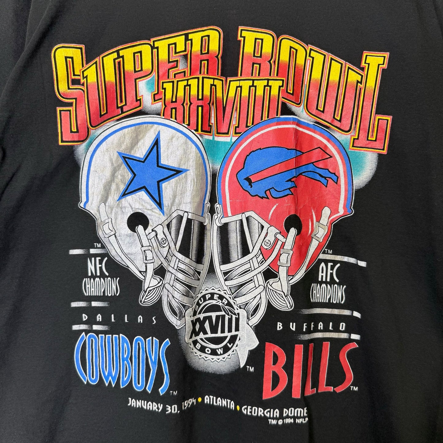 1994 Dallas Cowboys vs Buffalo Bills T-shirt Sz L (B2117)