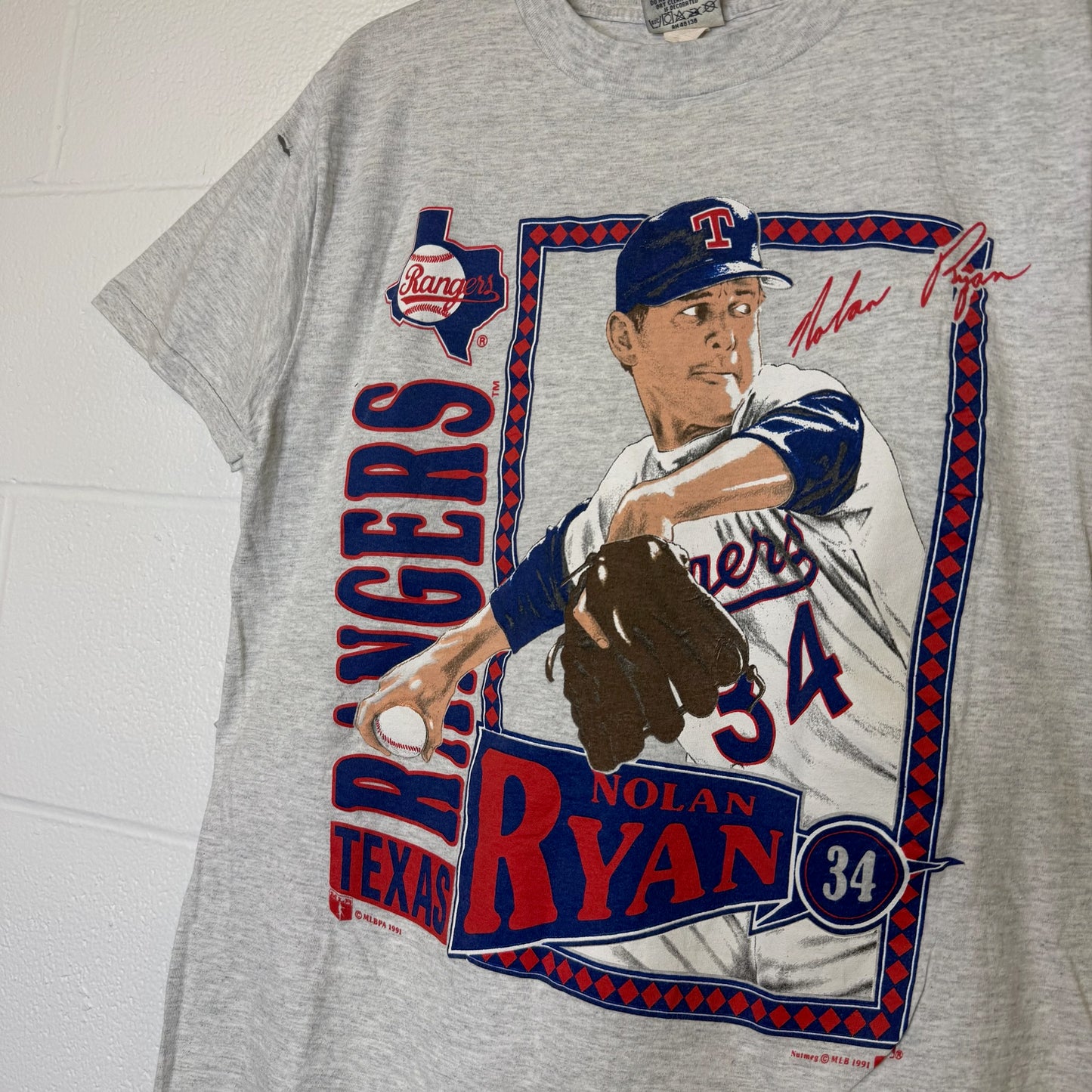 90s Nolan Ryan Texas Rangers Nutmeg MLB T-Shirt Sz L (B2885)