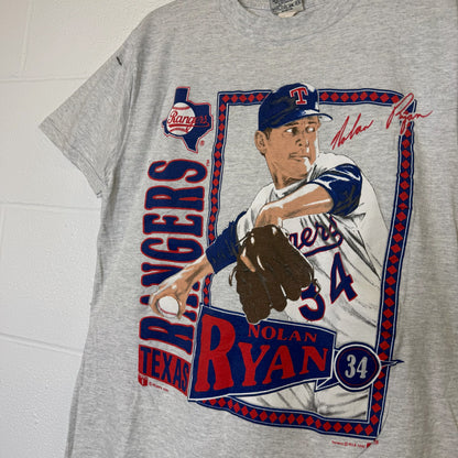 90s Nolan Ryan Texas Rangers Nutmeg MLB T-Shirt Sz L (B2885)