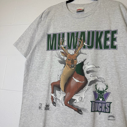 90's Milwaukee Bucks Nutmeg Breakthrough T-Shirt Sz XL (B2076)