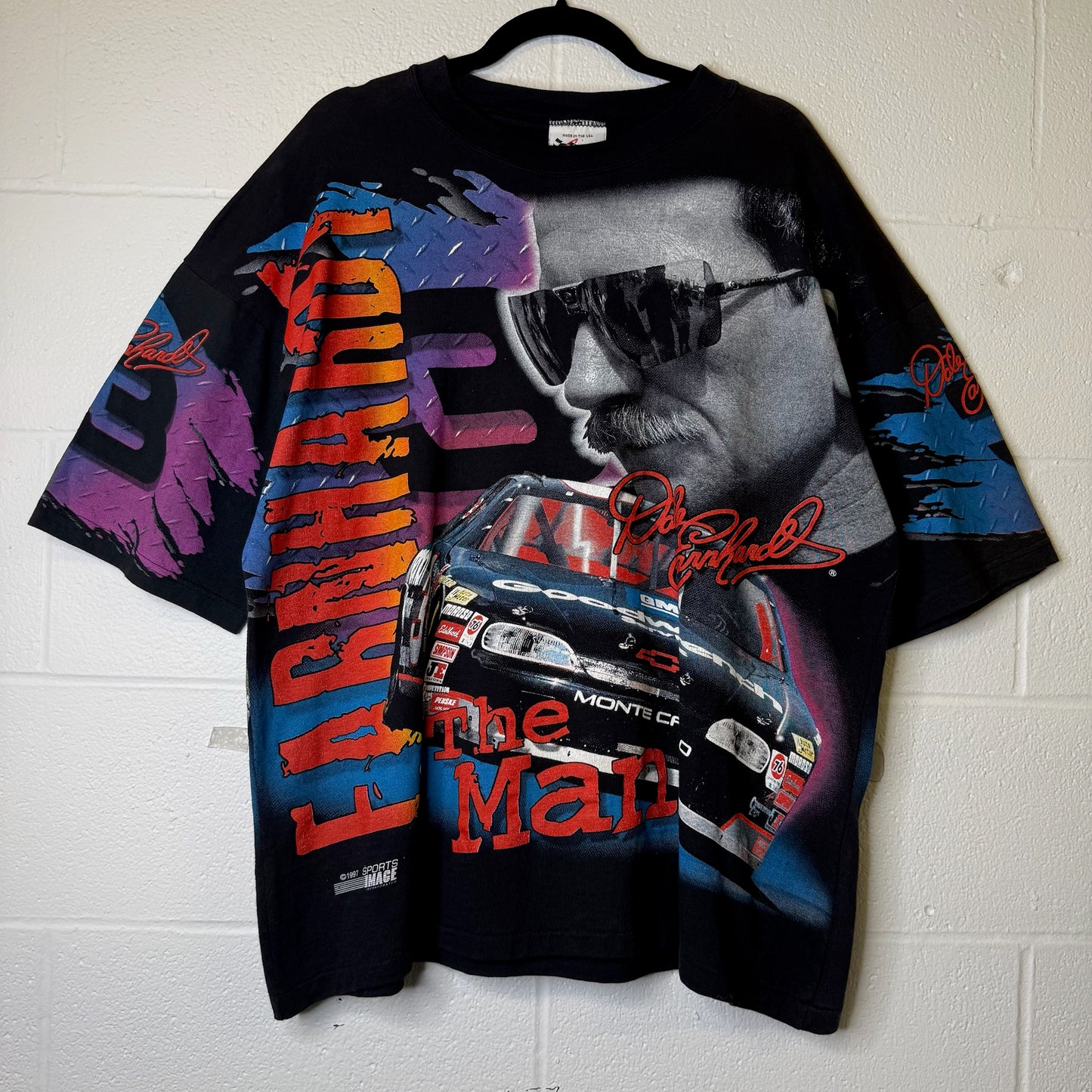 1997 Dale Earnhardt AOP NASCAR T-Shirt Size L (B2378 )