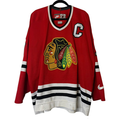 90s Chicago Blackhawks Chris Chelios Nike Hockey Jersey Sz 2XL