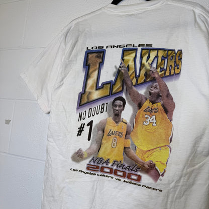 2000 Los Angeles Lakers Kobe Shaq NBA Finals T-Shirt Sz L (B2812)