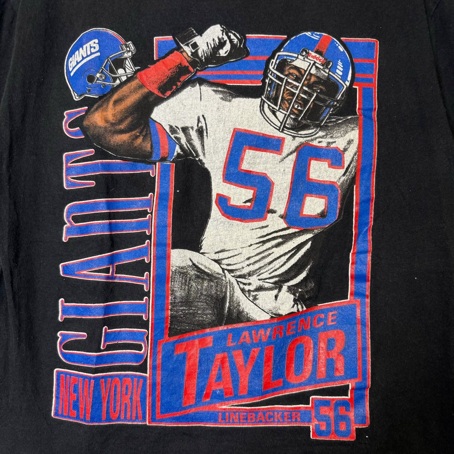 90’s Lawrence Taylor Player Card Nutmeg NFL New York Giants T-shirt Sz L (B1733)
