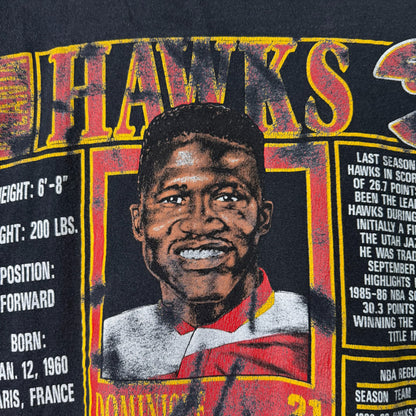 90s Atlanta Hawks Dominique Wilkins Nutmeg NBA Stats T-Shirt Sz L
