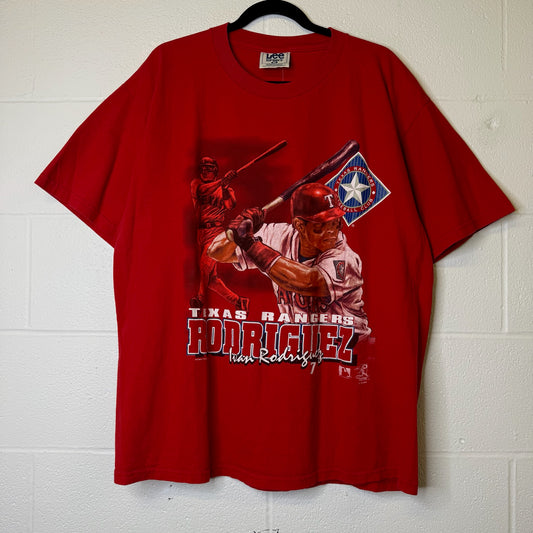 90's Texas Rangers Ivan Rodriguez MLB T-Shirt Sz XL (B2634)