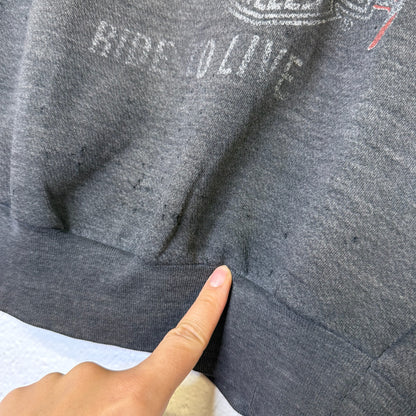 70's Harley Davidson Flag Chopped Crewneck Sz M (B459)