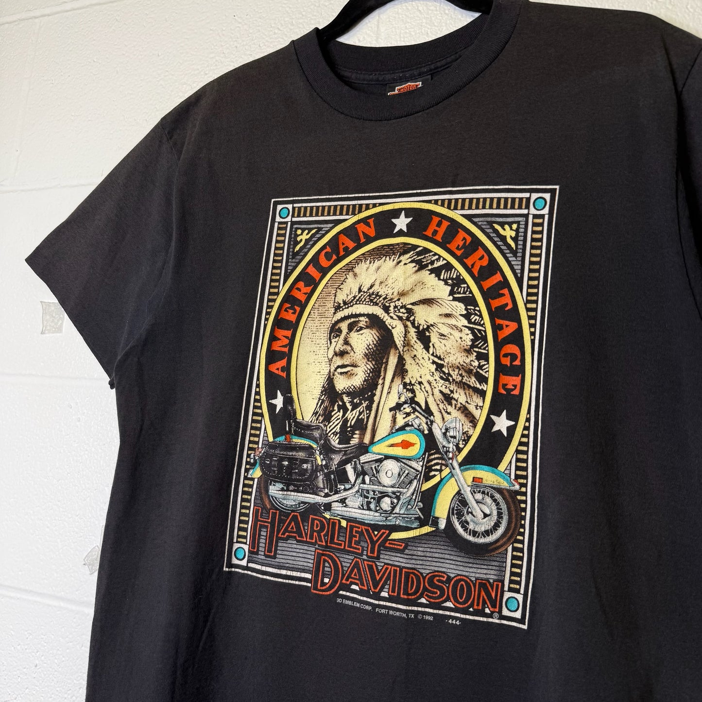 1992 Harley Davidson Wabash Indiana T-Shirt Sz L (B577)