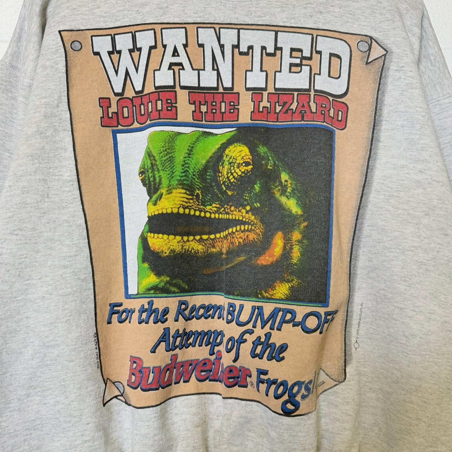 1998 Louis Lizard Budweiser Beer Crewneck Sz L (B571)