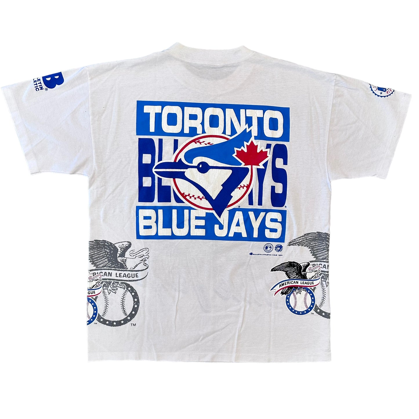 1992 Toronto Blue Jays Bulletin Athletic MLB Baseball AOP T-Shirt Sz XL
